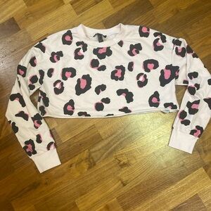 Forever 21, size medium, pink/black cropped, long sleeve sweatshirt